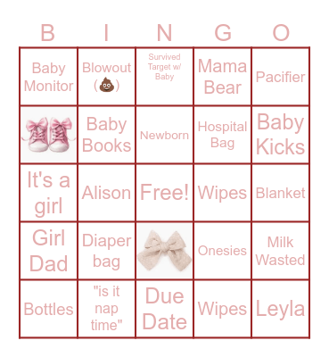 Alison's Bottles, Booties & BINGO Card