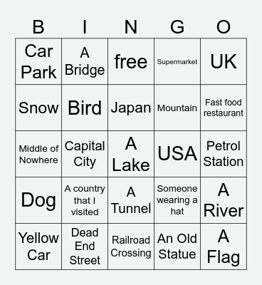Geoguessr Bingo Card