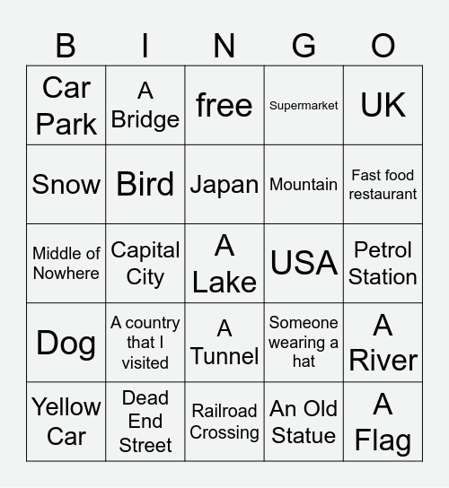 Geoguessr Bingo Card
