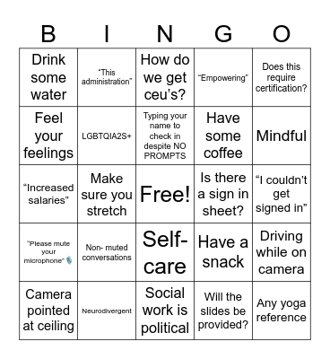 SW Conference 2025 Bingo Card