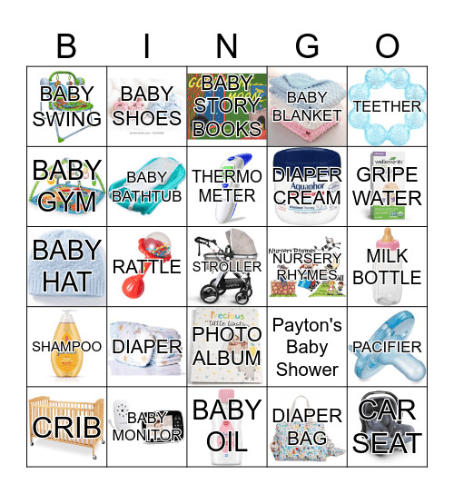 Payton's Baby Shower Bingo Card