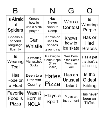Find Someone Who... Bingo Card