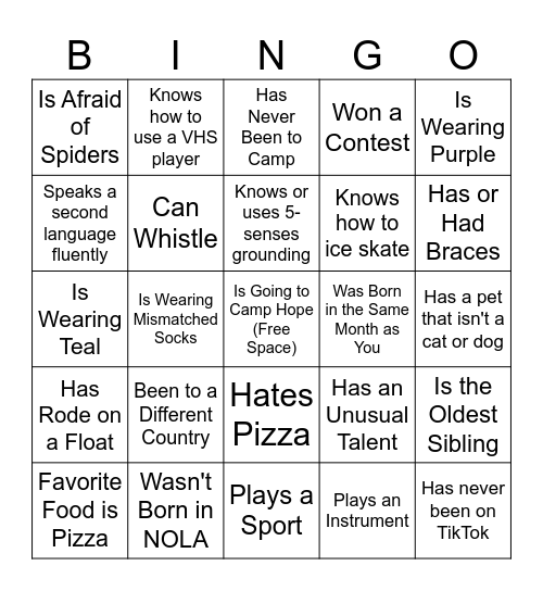 Find Someone Who... Bingo Card