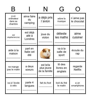 Hallo ! Salut ! Bingo Card