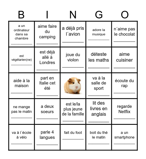 Hallo ! Salut ! Bingo Card