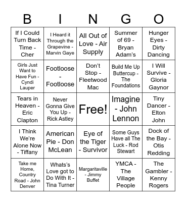Music Bingo Card