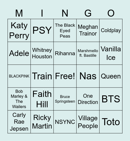 MINGO Bingo Card