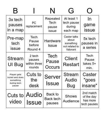 VCT EMEA TECH ISSUE BINGO Card