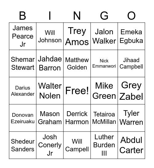 2025 NFL Draft Bingo Card