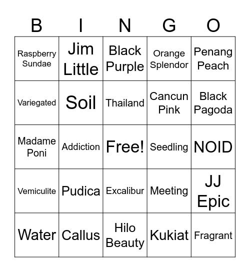 DFWPG Bingo Card