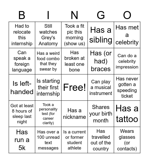 Find Someone Who... Bingo Card