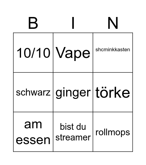 ome tv Bingo Card