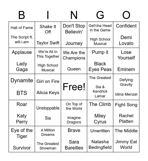 Motivational ♫ Bingo Card