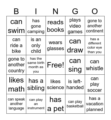 Summer Camp 2025 Bingo Card