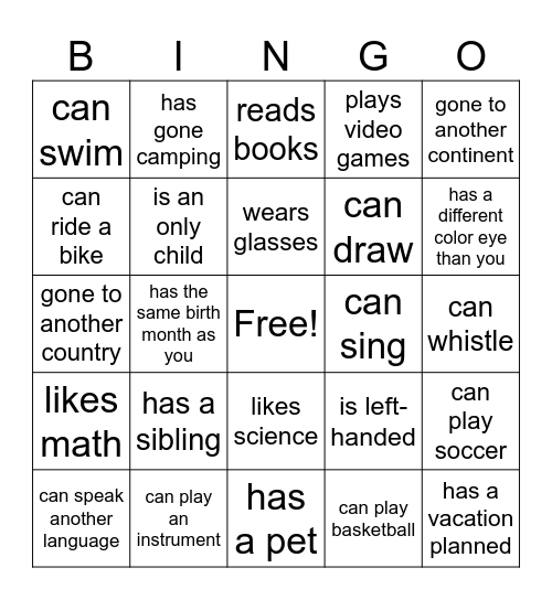Summer Camp 2025 Bingo Card