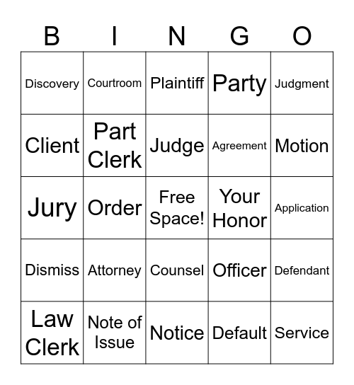 Courthouse Bingo! Bingo Card