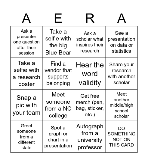 iScholar BINGO-AERA Edition Bingo Card