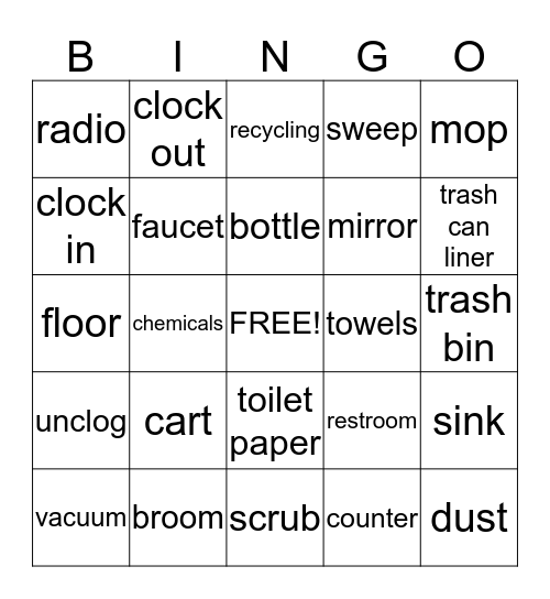 Janitor Bingo! Bingo Card