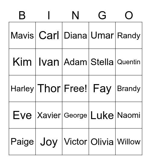 Telesitter Bingo Card