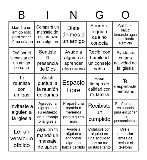 Bingo de Bendiciones Bingo Card