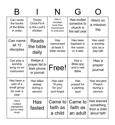 Human Bingo Card