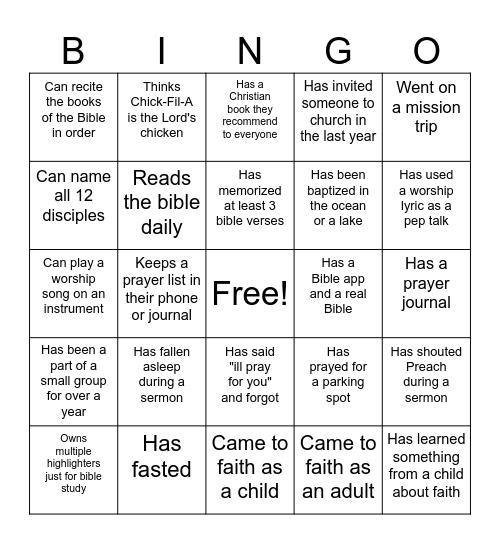Human Bingo Card