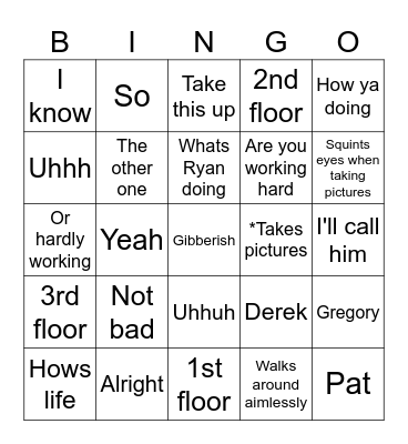Construction bingo. Bingo Card