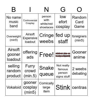 Comic con baltics bingo Card