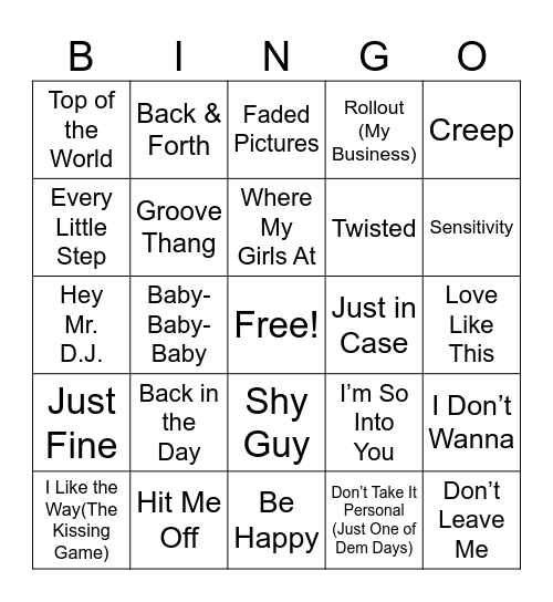 Old School Music Bingo Round 3 Bingo Card