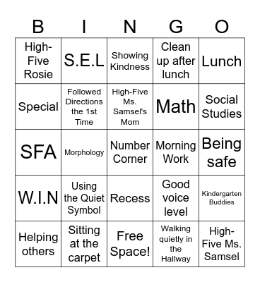 Take your child to work day Bingo Card