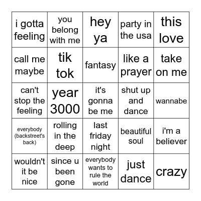 Pop Bingo Card