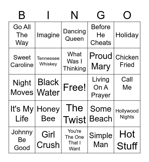 Mixed Music Bingo Card