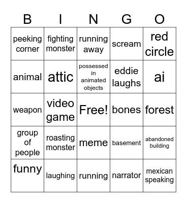scary compliation bingo (scary eddie) Bingo Card