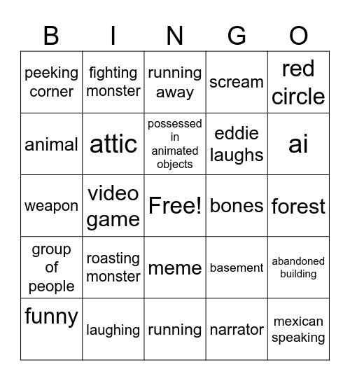 scary compliation bingo (scary eddie) Bingo Card