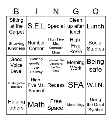 Take your child to work day Bingo Card