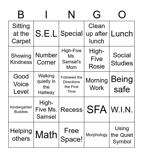 Take your child to work day Bingo Card