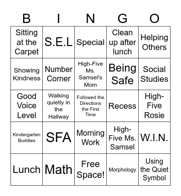 Take your child to work day Bingo Card