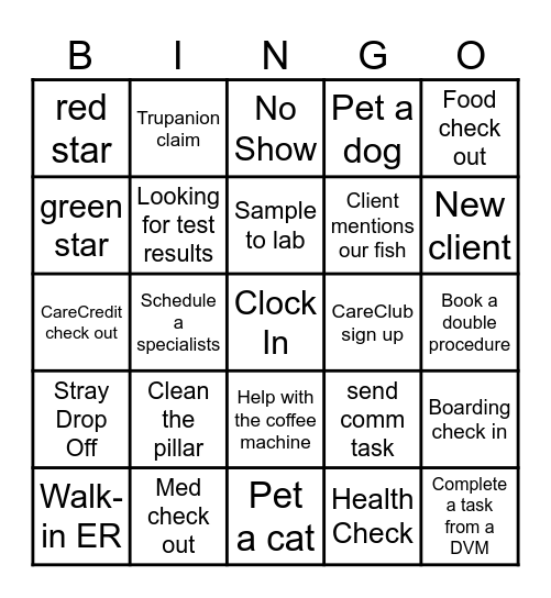 Veterinary CSR Bingo Card