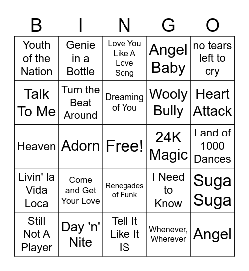 Hispanic Singers Singing In English Bingo Card