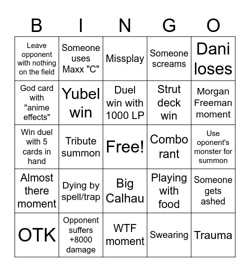 Yugioh bingo Card