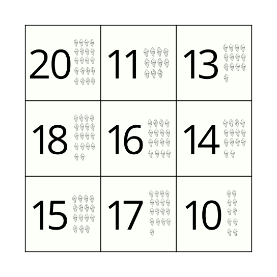 Números del 10 al 20 Bingo Card