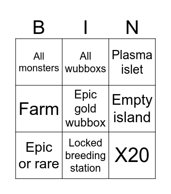 MSM card Bingo Card