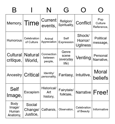 Conceptual Bingo Card
