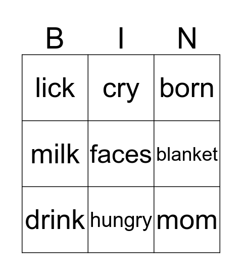 Baby Kittens Bingo Card