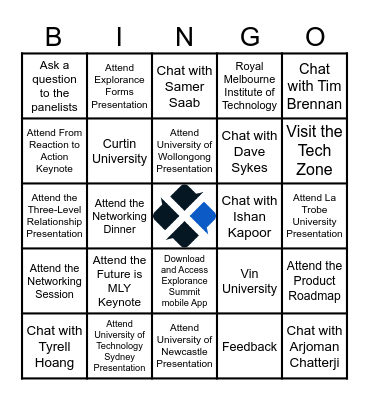 Explorance Summit 2025 Bingo Card
