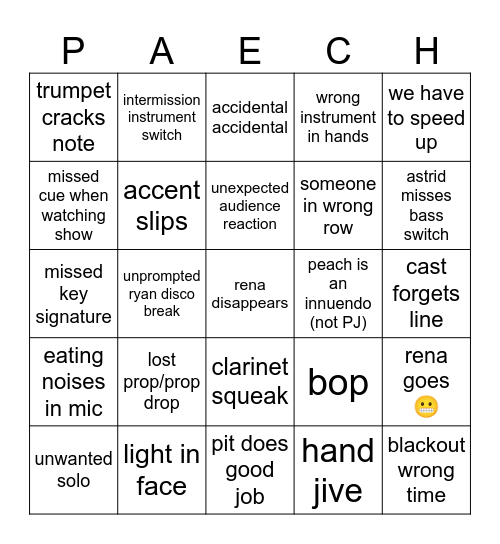 🍑 Bingo Card