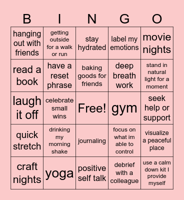 Self Care Bingo! Bingo Card