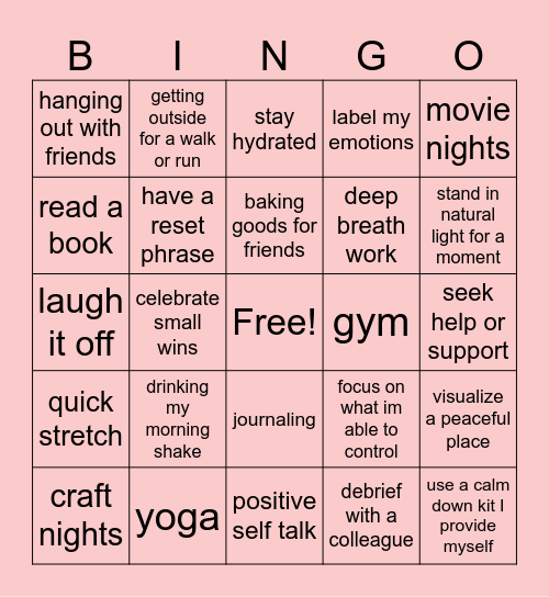 Self Care Bingo! Bingo Card