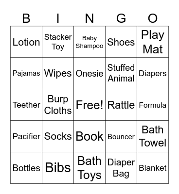 Baby Shower Bingo! Bingo Card