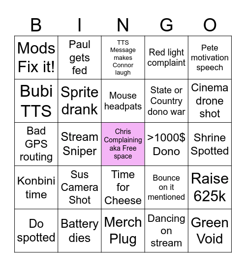 Cyclethon Day 12 Bingo Card